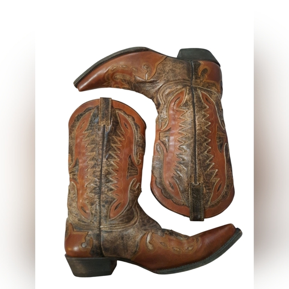 Stetson Distressed Brown Leather Cowboy Boots Size 11 D - Picture 5 of 14